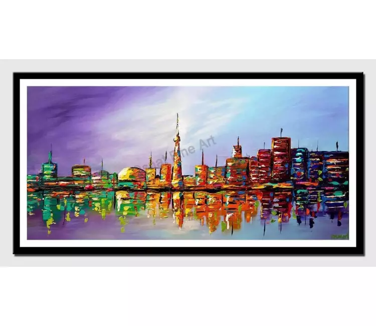 print on paper - canvas print of modern toronto skyline city art by osnat tzadok