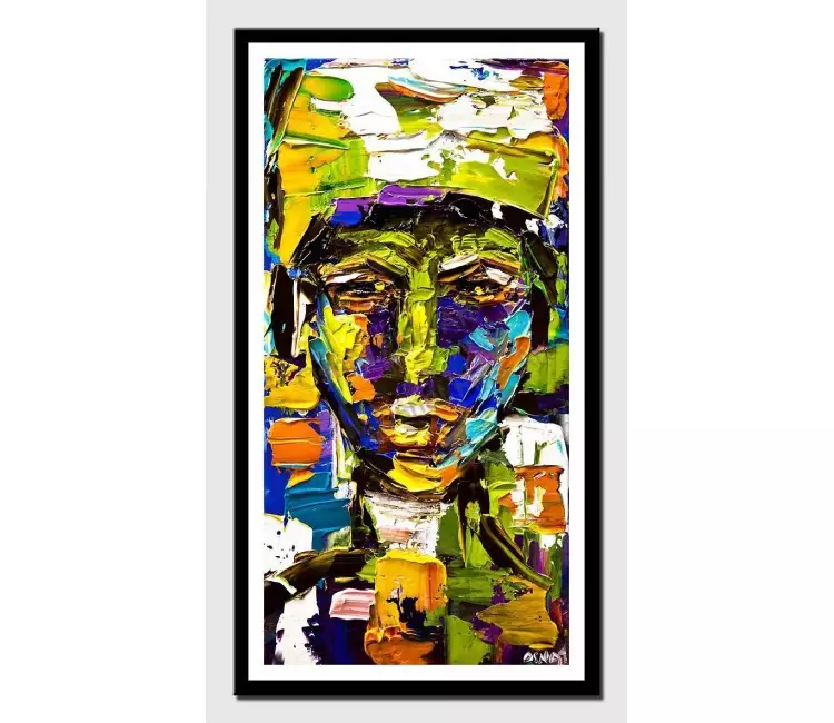 print on paper - canvas print of colorful protrait painting modern acrylic texture