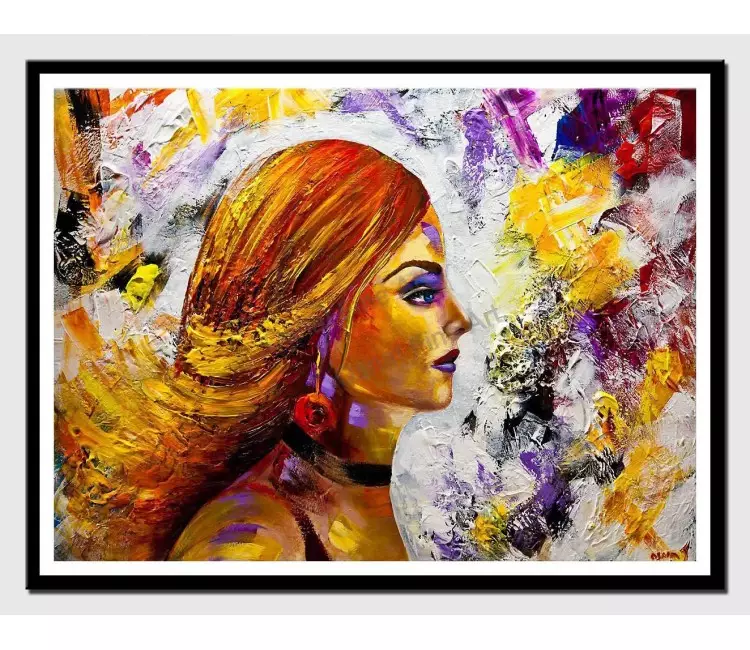 posters on paper - canvas print of colorful woman portrait pop art textured painting