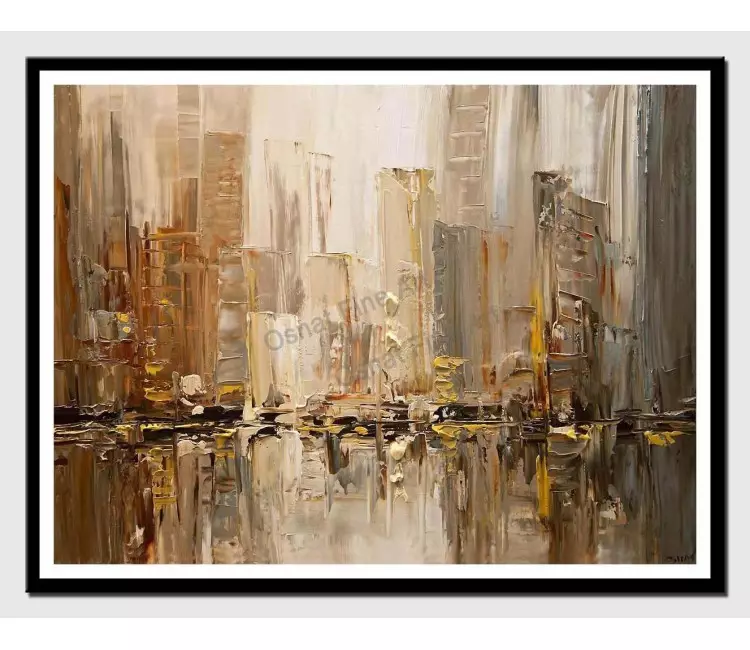 posters on paper - canvas print of original contemporary city abstract modern palette knife painting
