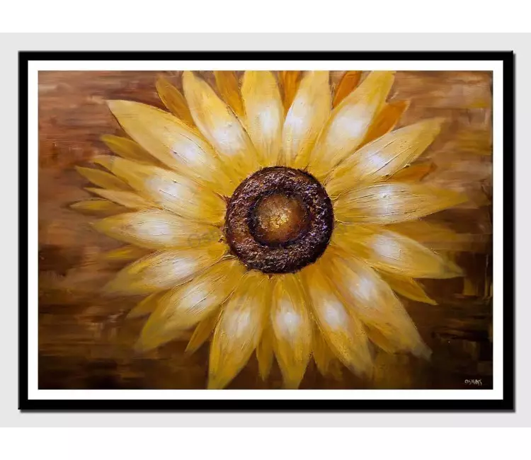 print on paper - canvas print of original modern abstract sunflower painting textured sunflower painting