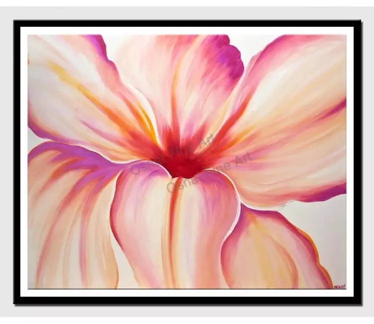 posters on paper - canvas print of white pink flower modern art home decor