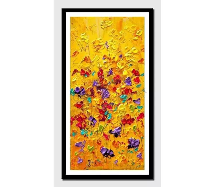 print on paper - canvas print of colorful floral painting modern palette knife heavy texture wall decor