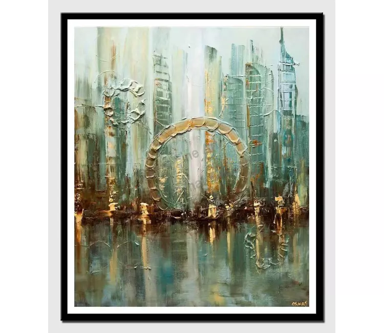 print on paper - canvas print of original abstract city modern palette knife