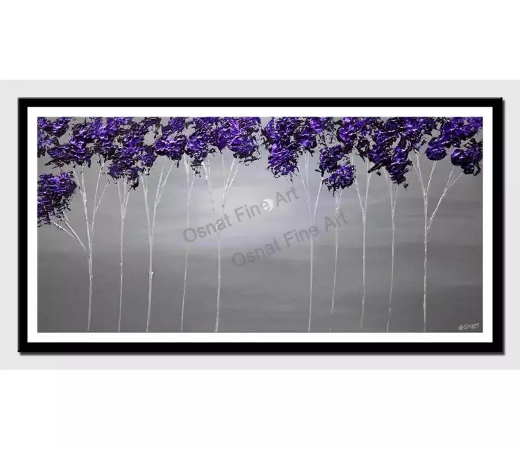 print on paper - canvas print of purple lavender blooming trees painting heavy texture