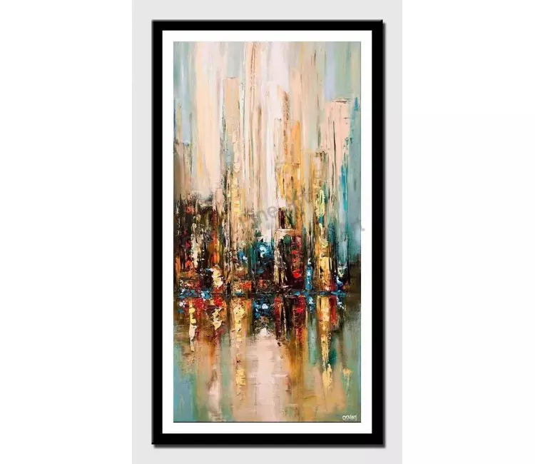 posters on paper - canvas print of modern palette knife abstract city painting wall hanging