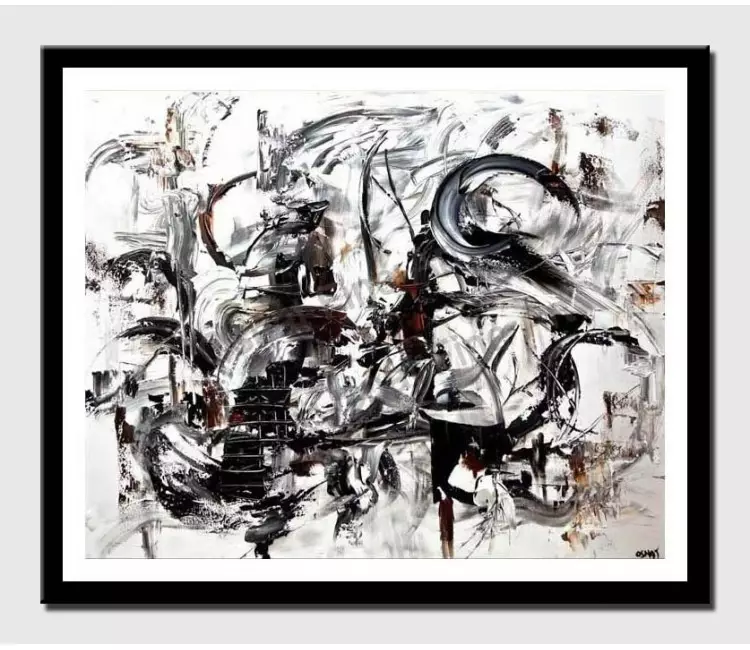 posters on paper - canvas print of modern white black art by osnat tzadok palette knife