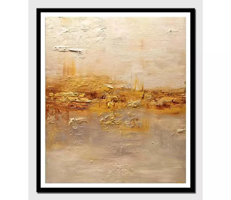 print on paper - canvas print of gold cream textured modern art by osnat tzadok