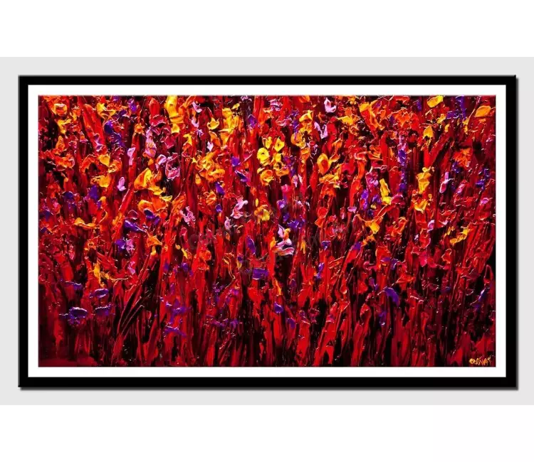 print on paper - canvas print of modern textured flowers painting home decor