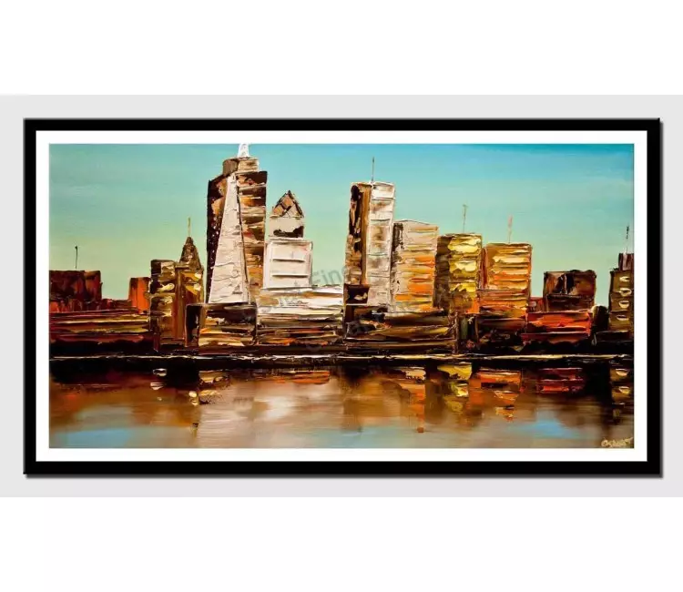 print on paper - canvas print of modern nyc downtown painting modern palette knife