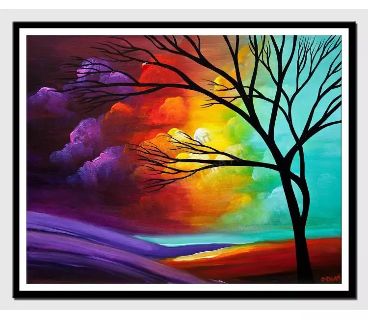 print on paper - canvas print of modern landscape tree painting