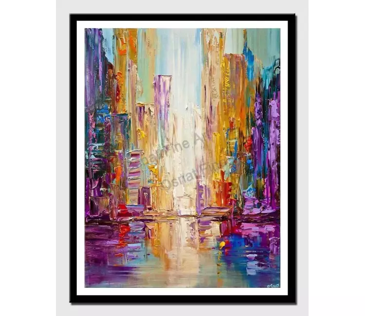print on paper - canvas print of bangkok city colorful texture modern city painting