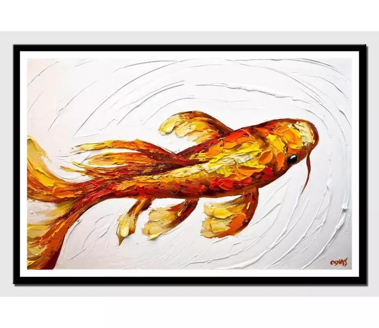 posters on paper - canvas print of orange koi fish painting textured koi fish art
