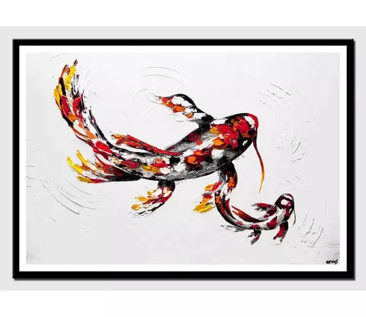print on paper - canvas print of red koi fish painting large koi fish art