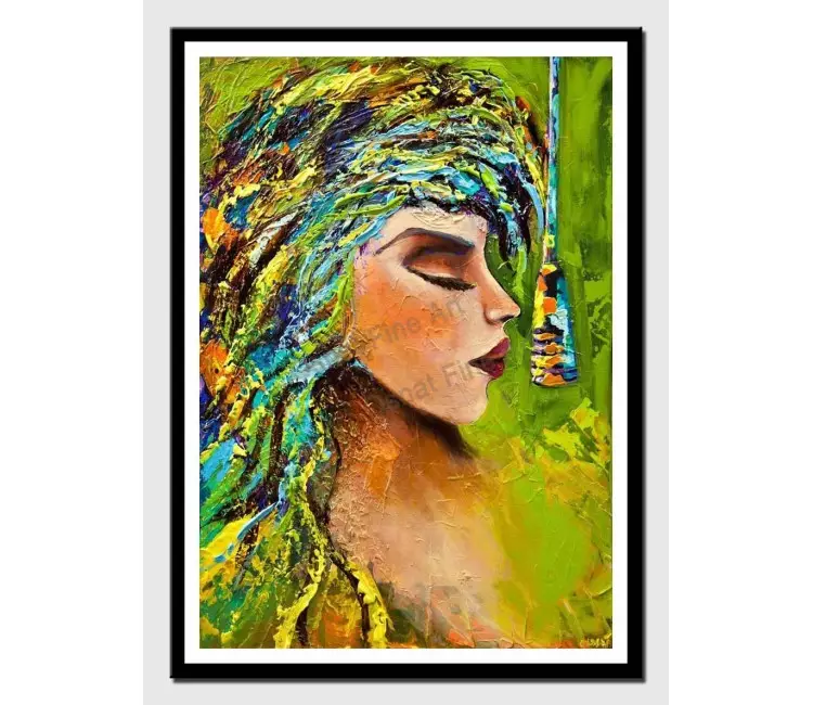 print on paper - canvas print of rock and roll painting colorful portrait modern palette knife