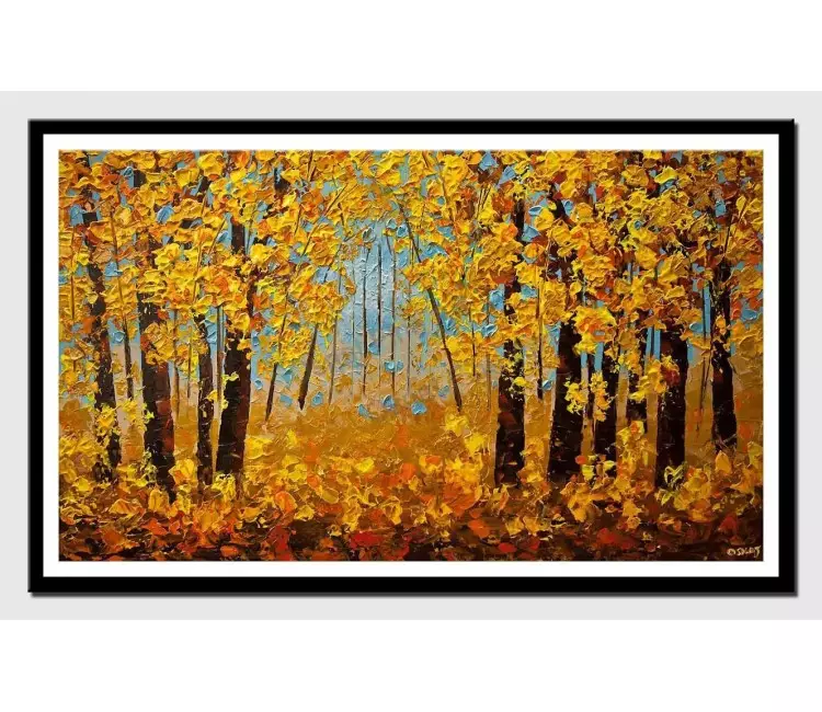 posters on paper - canvas print of indian summer painting modern texture landscape trees painting