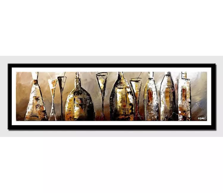 posters on paper - canvas print of liquor wine bottles resturant painting