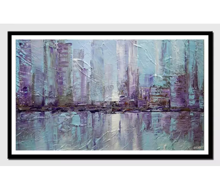print on paper - canvas print of new york city textured abstract city painting