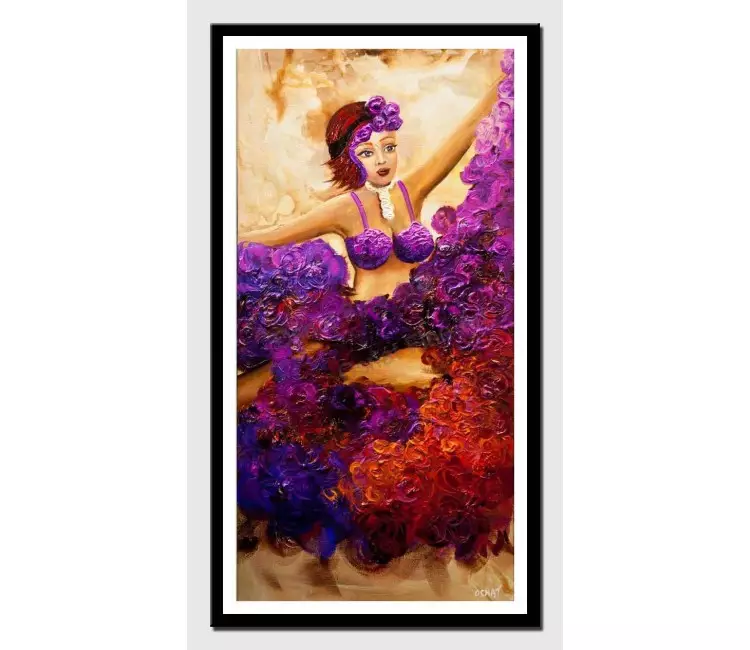 print on paper - canvas print of woman dancing colorful painting