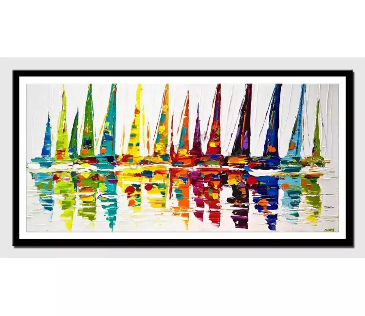 print on paper - canvas print of colorful sailboats painting