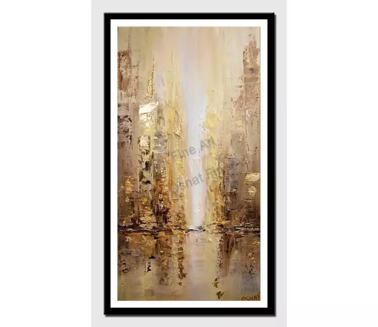 print on paper - canvas print of golden abstract city painting