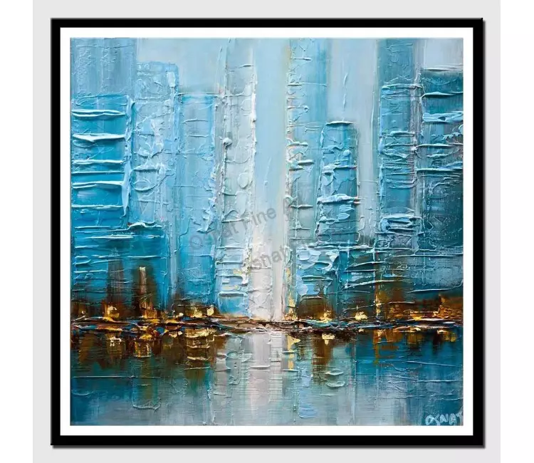 posters on paper - canvas print of blue city modern wall art by osnat tzadok