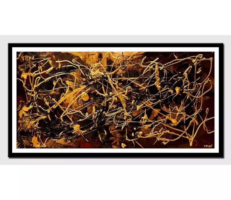 print on paper - canvas print of black gold textured modern wall art by osnat tzadok