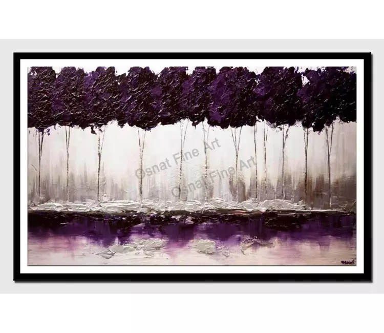 print on paper - canvas print of modern purple blooming trees textured wall art by osnat tzadok