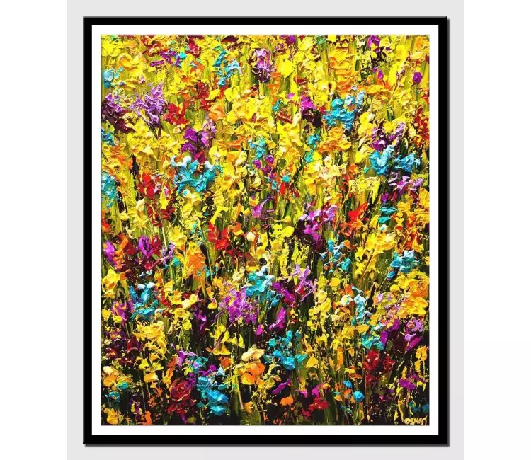 print on paper - canvas print of modern palette knife floral painting