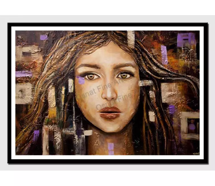 print on paper - canvas print of textured abstract portrait painting