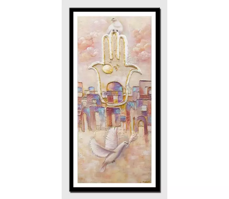 print on paper - canvas print of jerusalem painting textured gold jerusalem painting