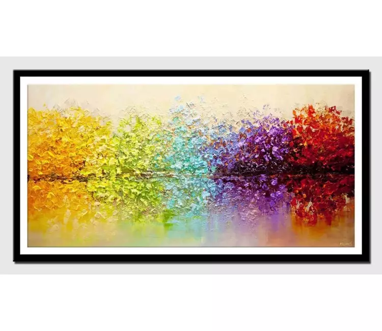 print on paper - canvas print of heavy textured blooming trees painting
