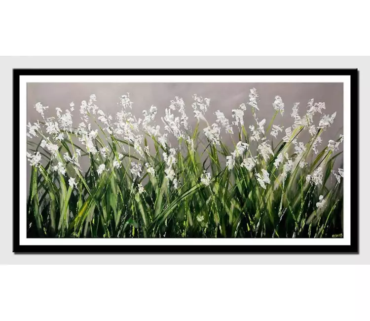 print on paper - canvas print of modern blooming white flowers painting blossom art by osnat tzadok