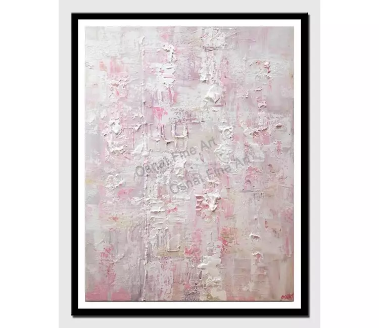 print on paper - canvas print of pink white textured art by osnat tzadok