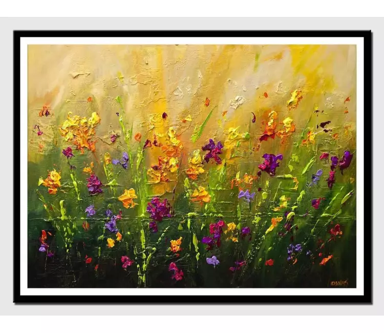 print on paper - canvas print of blossom colorful flowers painting