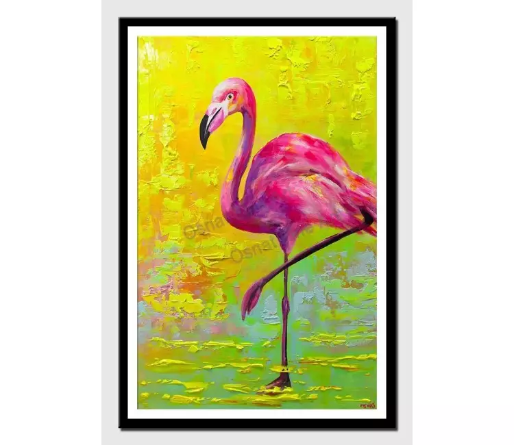 print on paper - canvas print of pop art flamingo modern wall art by osnat tzadok