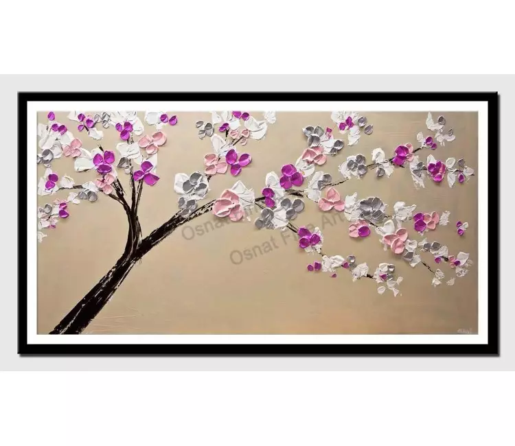 print on paper - canvas print of original modern blooming tree painting