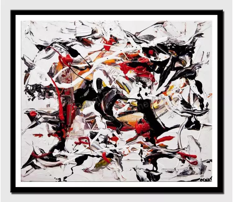 print on paper - canvas print of white black red art by osnat tzadok