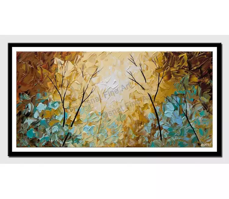 print on paper - canvas print of modern textured blooming trees painting