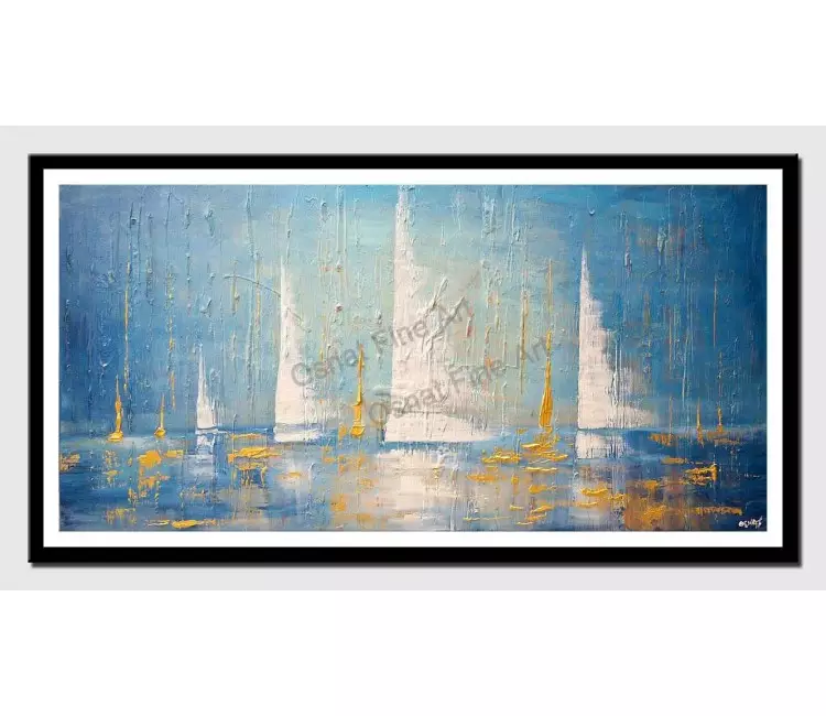 print on paper - canvas print of marina sailboats painting