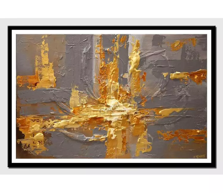 posters on paper - canvas print of gold gray heavy textured art by osnat tzadok