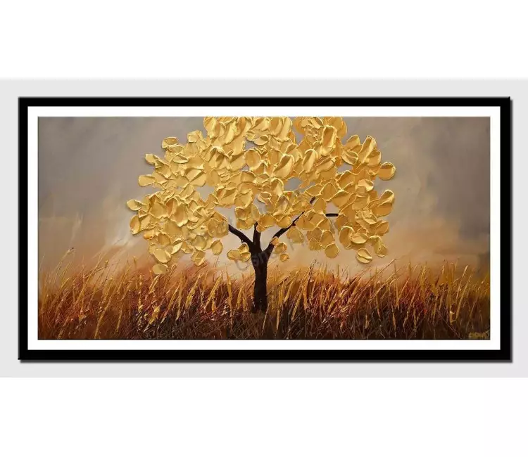 posters on paper - canvas print of olive tree painting gold art by osnat tzadok