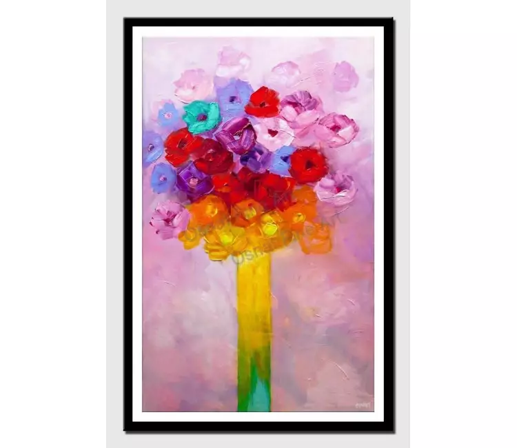 print on paper - canvas print of colorful floral modern wall art by osnat tzadok