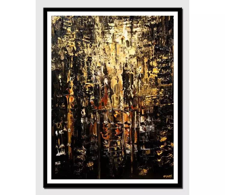 posters on paper - canvas print of modern black gold textured modern wall art by osnat tzadok