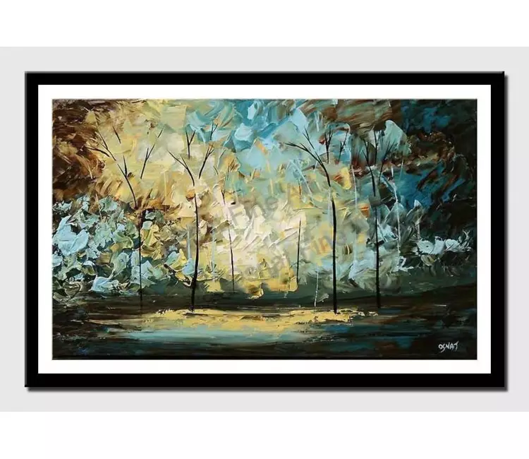 print on paper - canvas print of palette knife wall art by osnat tzadok trees