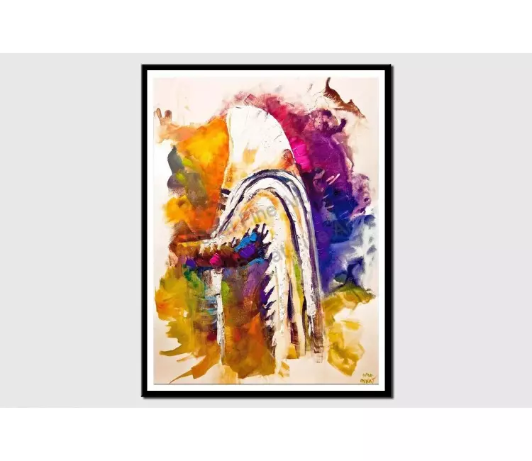 print on paper - canvas print of colorful rabbi painting religious art