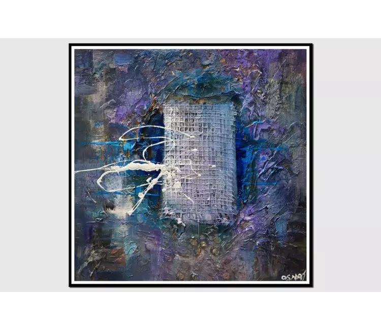 print on paper - blue purple lavender textured modern wall art by osnat tzadok