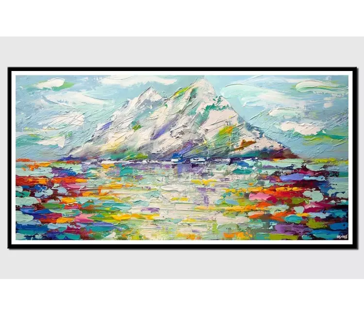 posters on paper - colorful modern palette knife mountains modern wall art by osnat tzadok