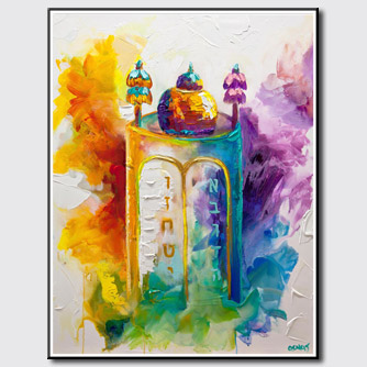 colorful Judaica painting Sefer Torah painting