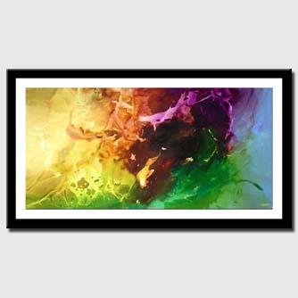 canvas print of colorful abstract in yellow green and brown